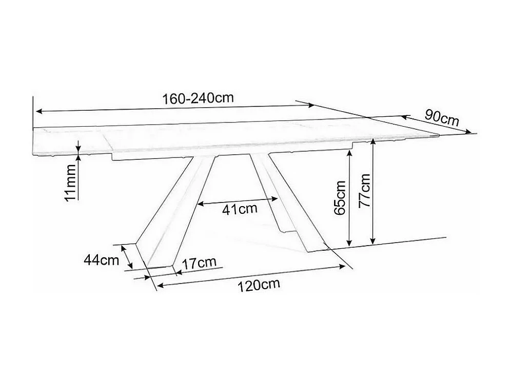 Table à manger extensible céramique effet bois et verre trempé Odile