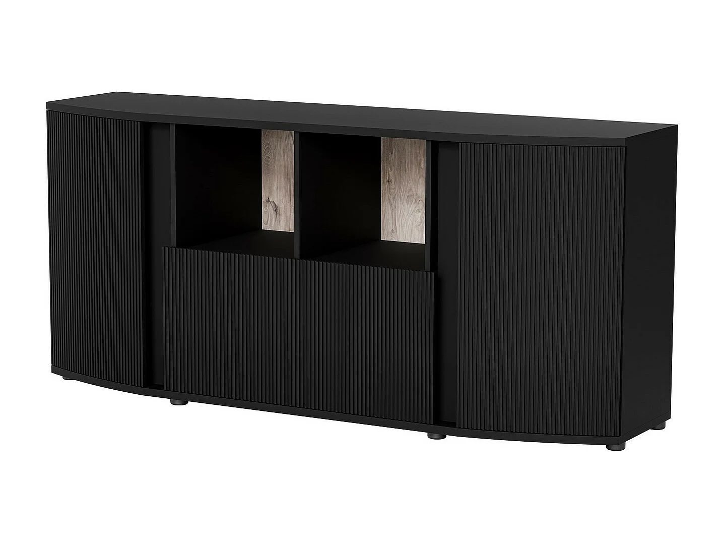 Buffet bas design noir avec façade arrondie Looping