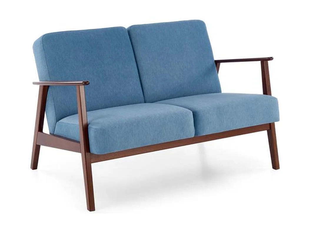 Canapé 2 places - style retro - tissu bleu - Franky