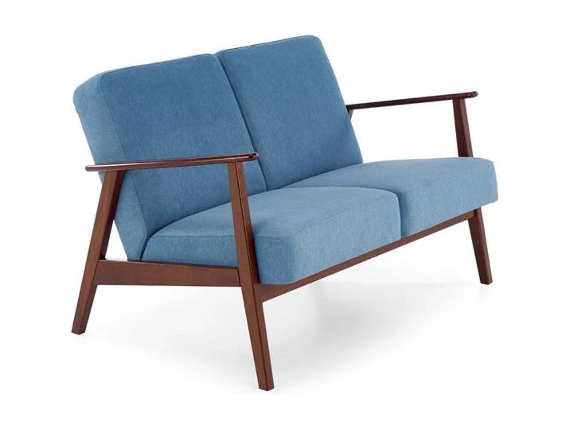 Canapé 2 places - style retro - tissu bleu - Franky