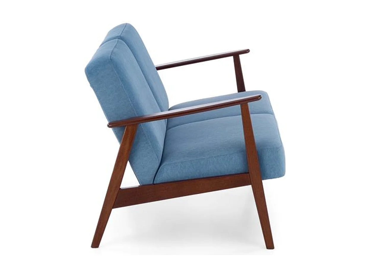 Canapé 2 places - style retro - tissu bleu - Franky