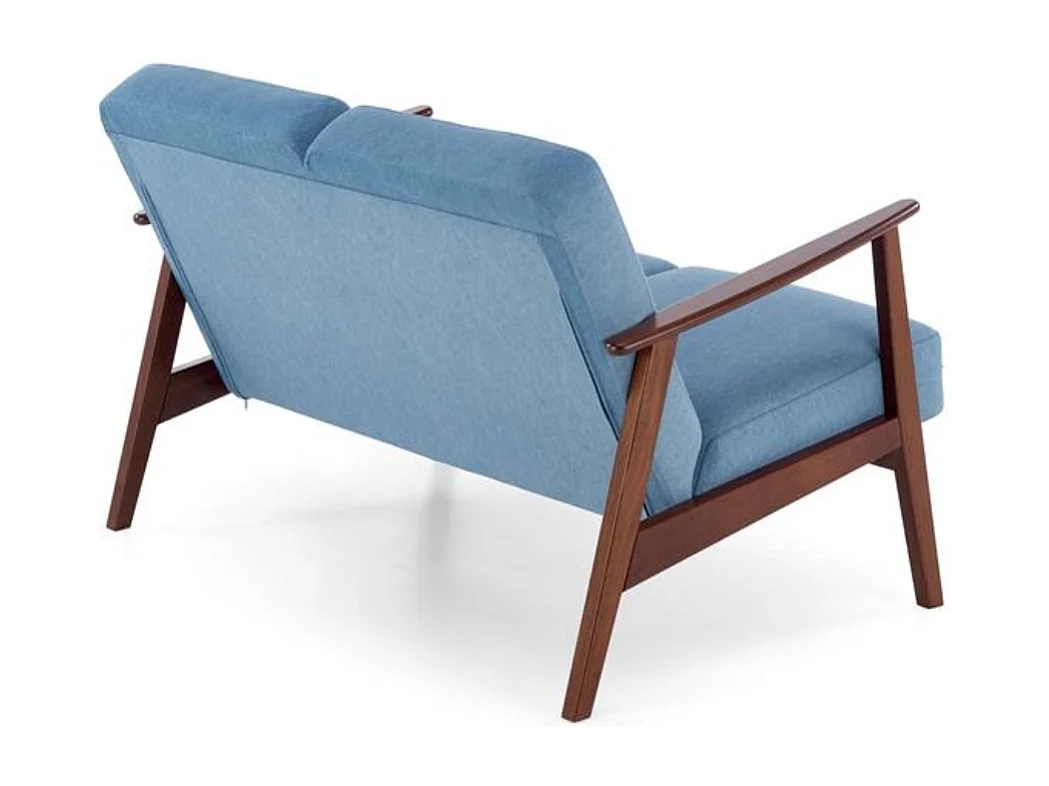 Canapé 2 places - style retro - tissu bleu - Franky