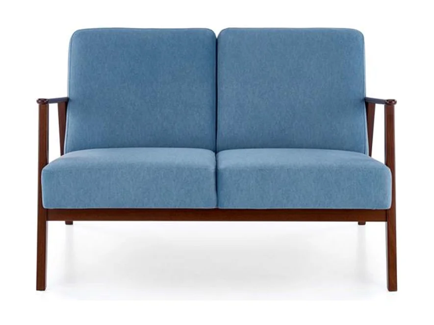 Canapé 2 places - style retro - tissu bleu - Franky