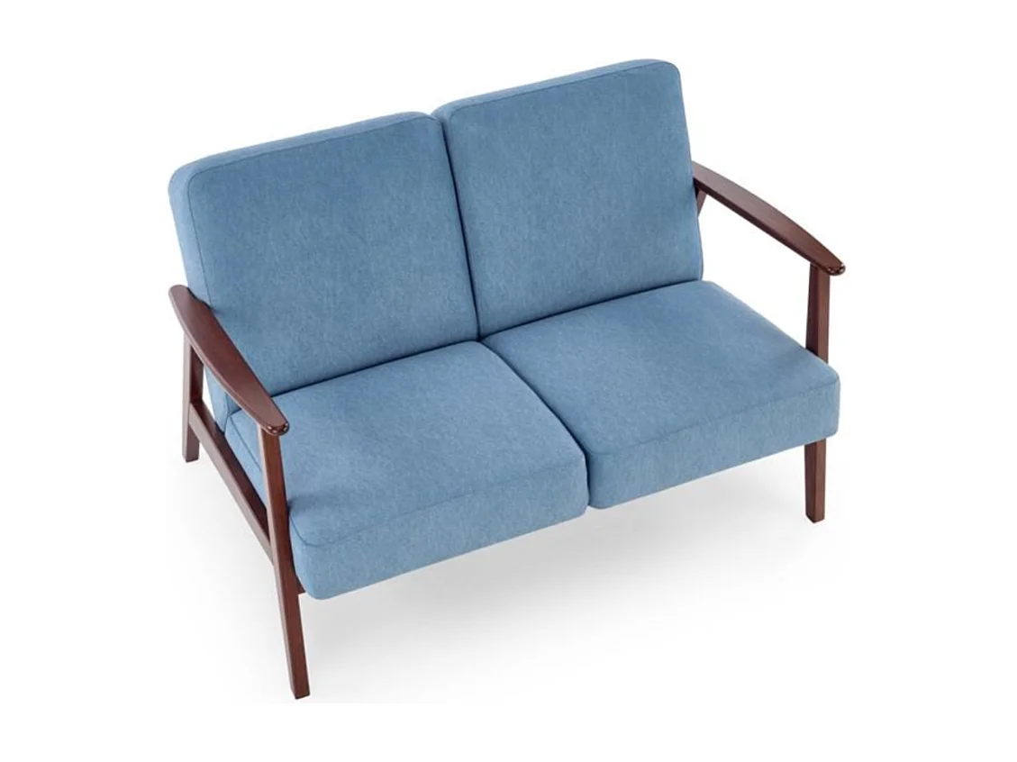 Canapé 2 places - style retro - tissu bleu - Franky