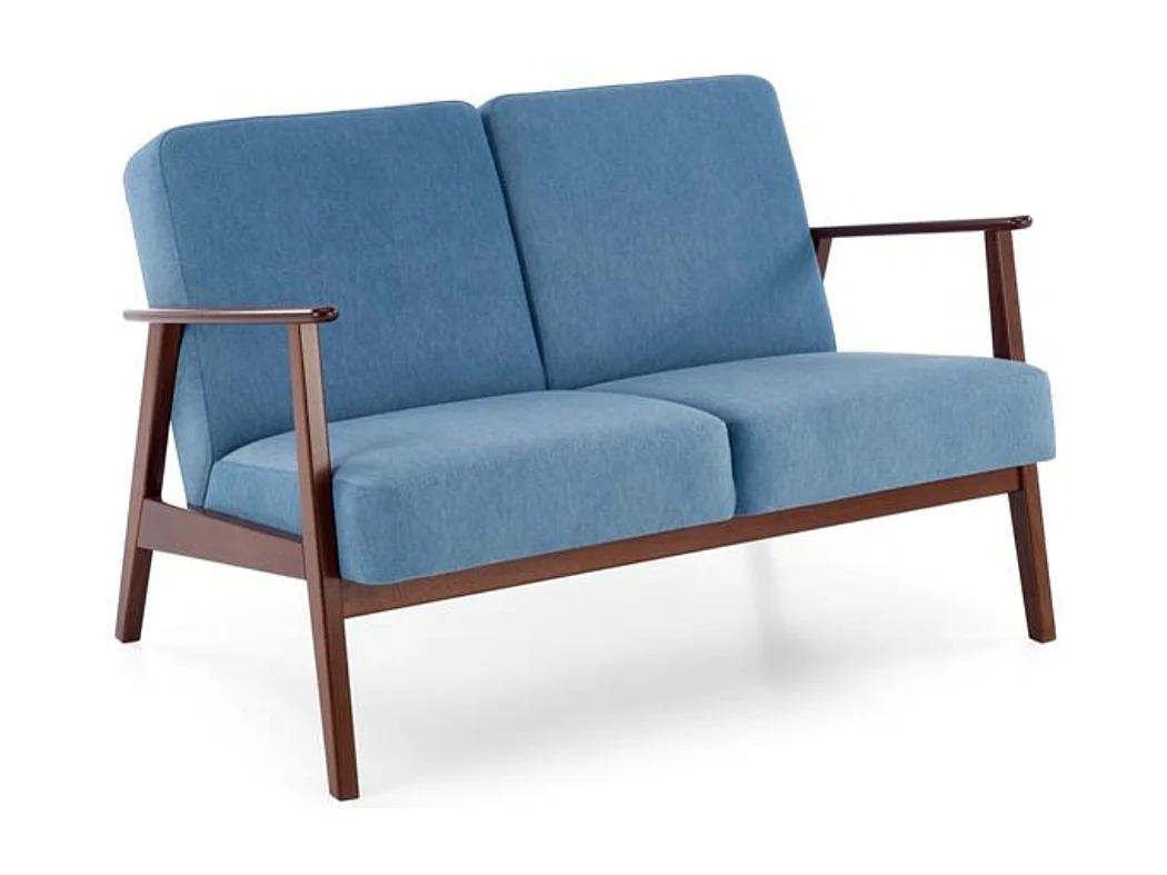 Canapé 2 places - style retro - tissu bleu - Franky