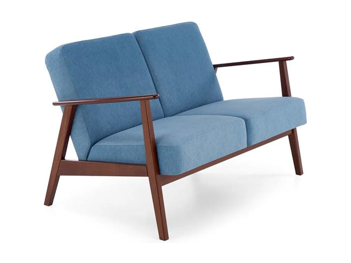 Canapé 2 places - style retro - tissu bleu - Franky