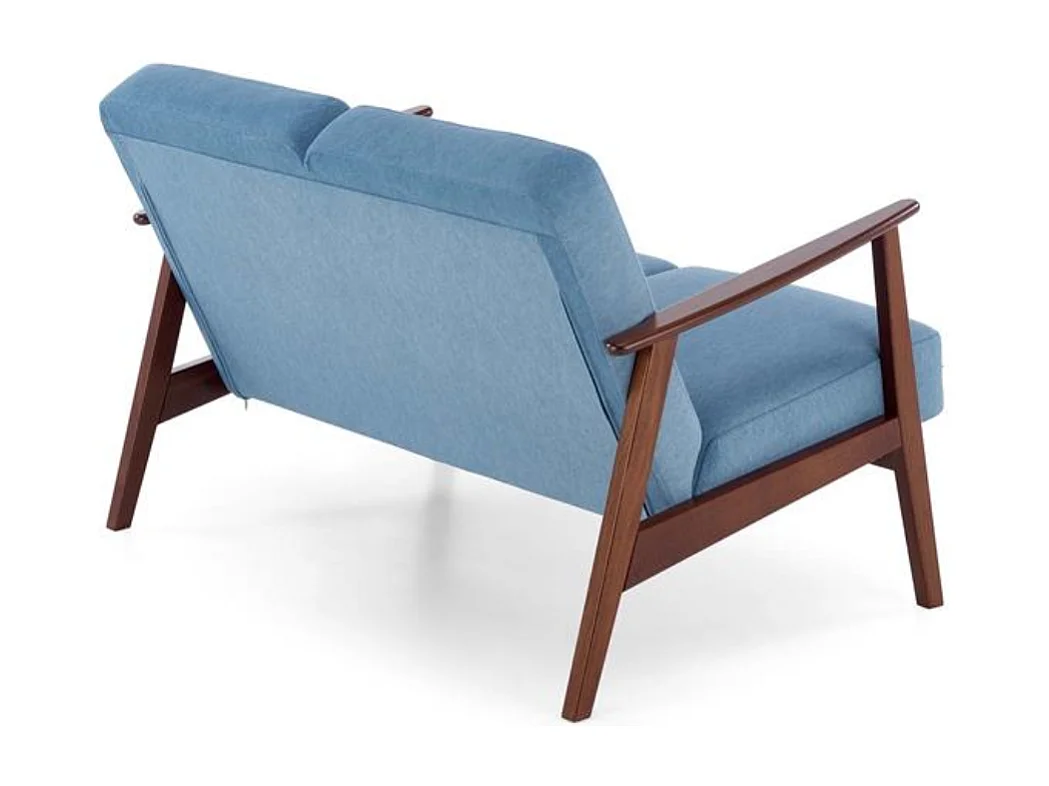 Canapé 2 places - style retro - tissu bleu - Franky