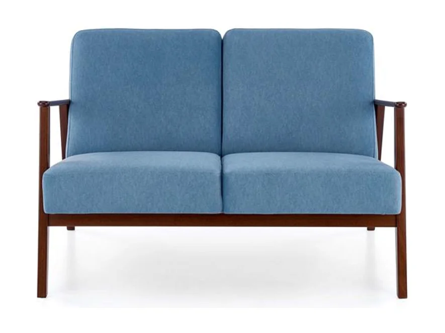 Canapé 2 places - style retro - tissu bleu - Franky