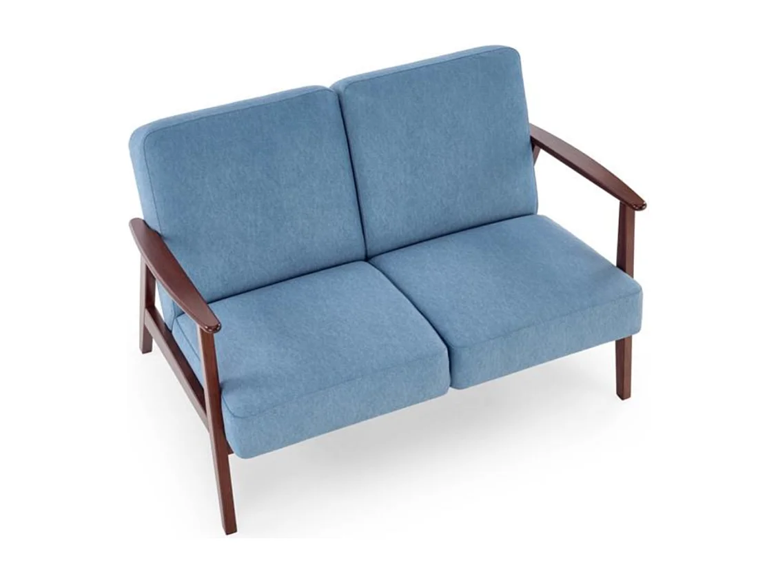 Canapé 2 places - style retro - tissu bleu - Franky