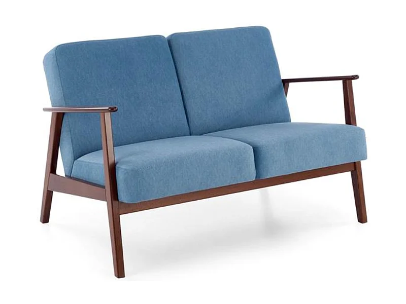 Canapé 2 places - style retro - tissu bleu - Franky