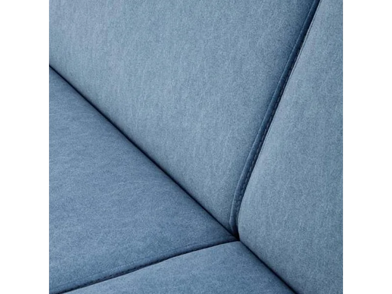 Sofá retro de 3 plazas en tela azul y patas de madera Franky