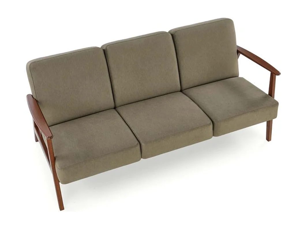 Divano a 3 posti in stile retrò Franky in tessuto verde oliva