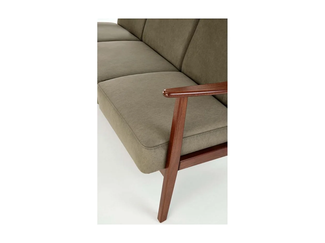 Divano a 3 posti in stile retrò Franky in tessuto verde oliva