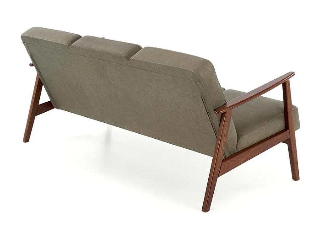 Canapé 3 places en tissu vert olive style retro Franky