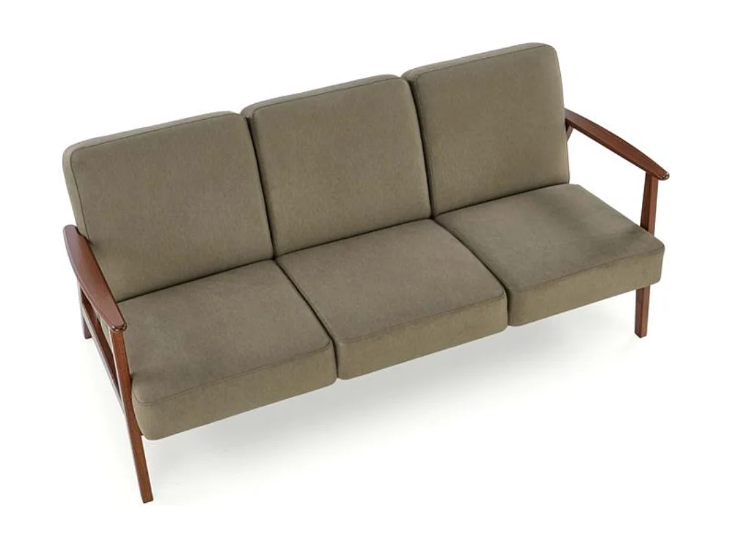 Canapé 3 places en tissu vert olive style retro Franky