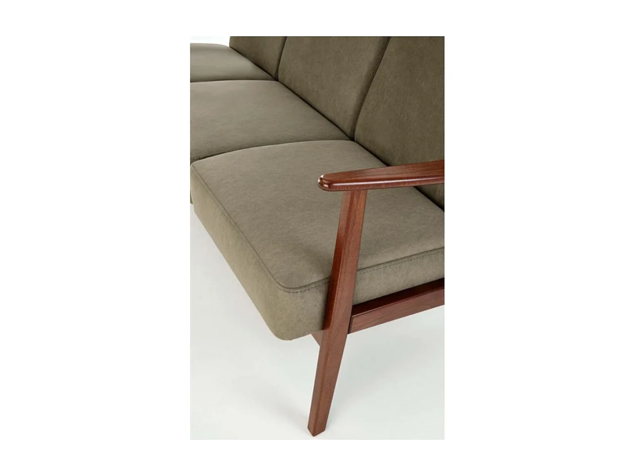 Canapé 3 places en tissu vert olive style retro Franky