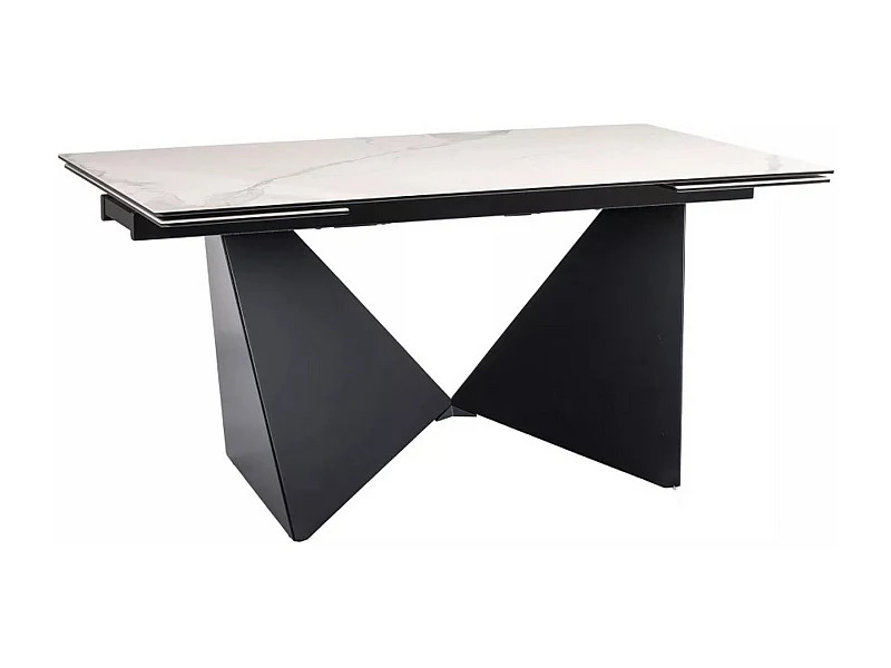 Mesa extensible de diseño con tablero cerámico imitación mármol blanco