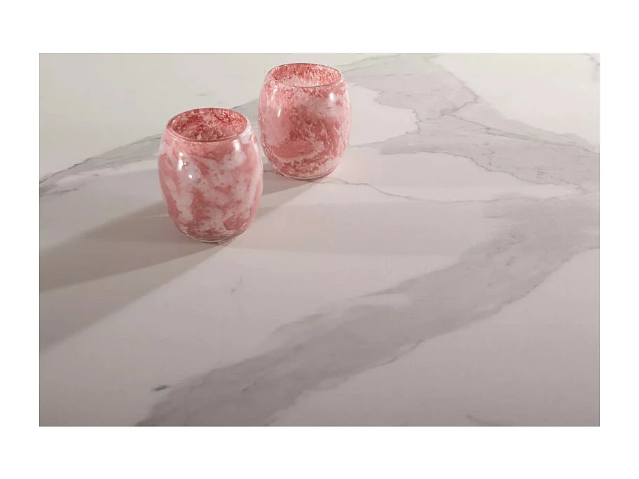 Tavolo allungabile di design con piano in ceramica bianca effetto marmo