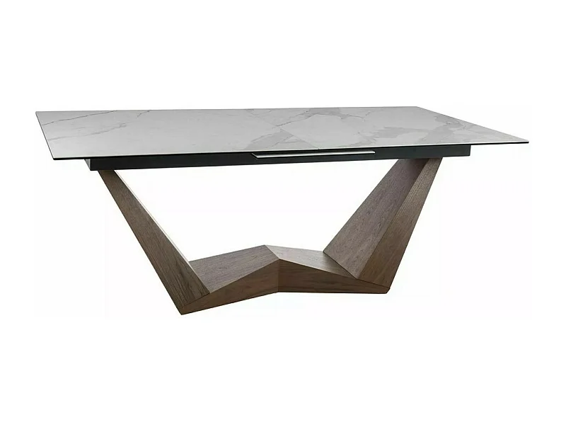 Tavolo da pranzo allungabile con piano in ceramica effetto marmo bianco Stunt