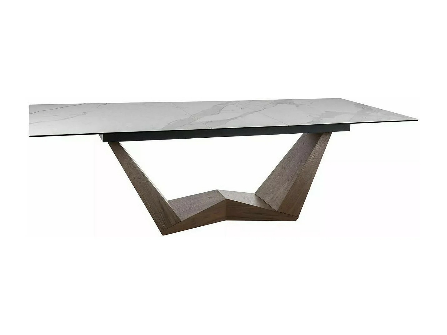 Tavolo da pranzo allungabile con piano in ceramica effetto marmo bianco Stunt