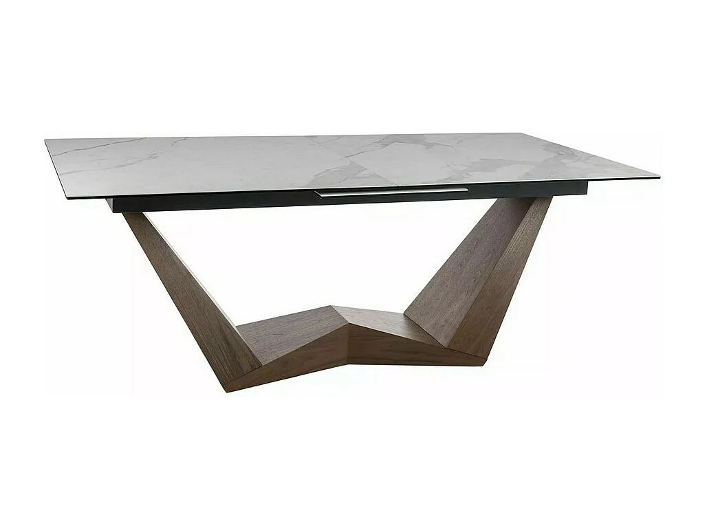 Tavolo da pranzo allungabile con piano in ceramica effetto marmo bianco Stunt