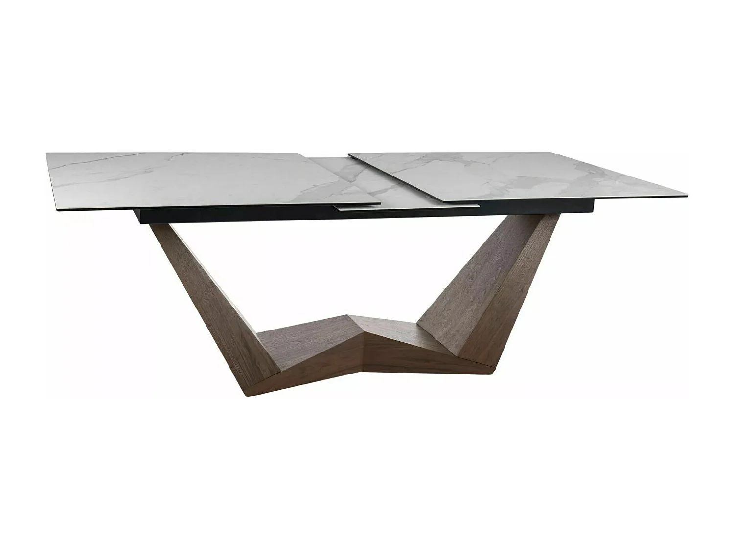 Tavolo da pranzo allungabile con piano in ceramica effetto marmo bianco Stunt