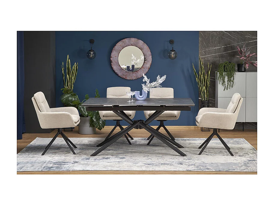Table à manger extensible marbre noir 160 - 200 cm Viktor