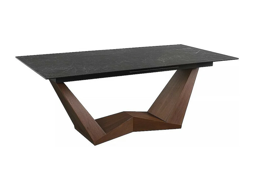 Tavolo da pranzo allungabile con piano in ceramica effetto marmo nero Stunt