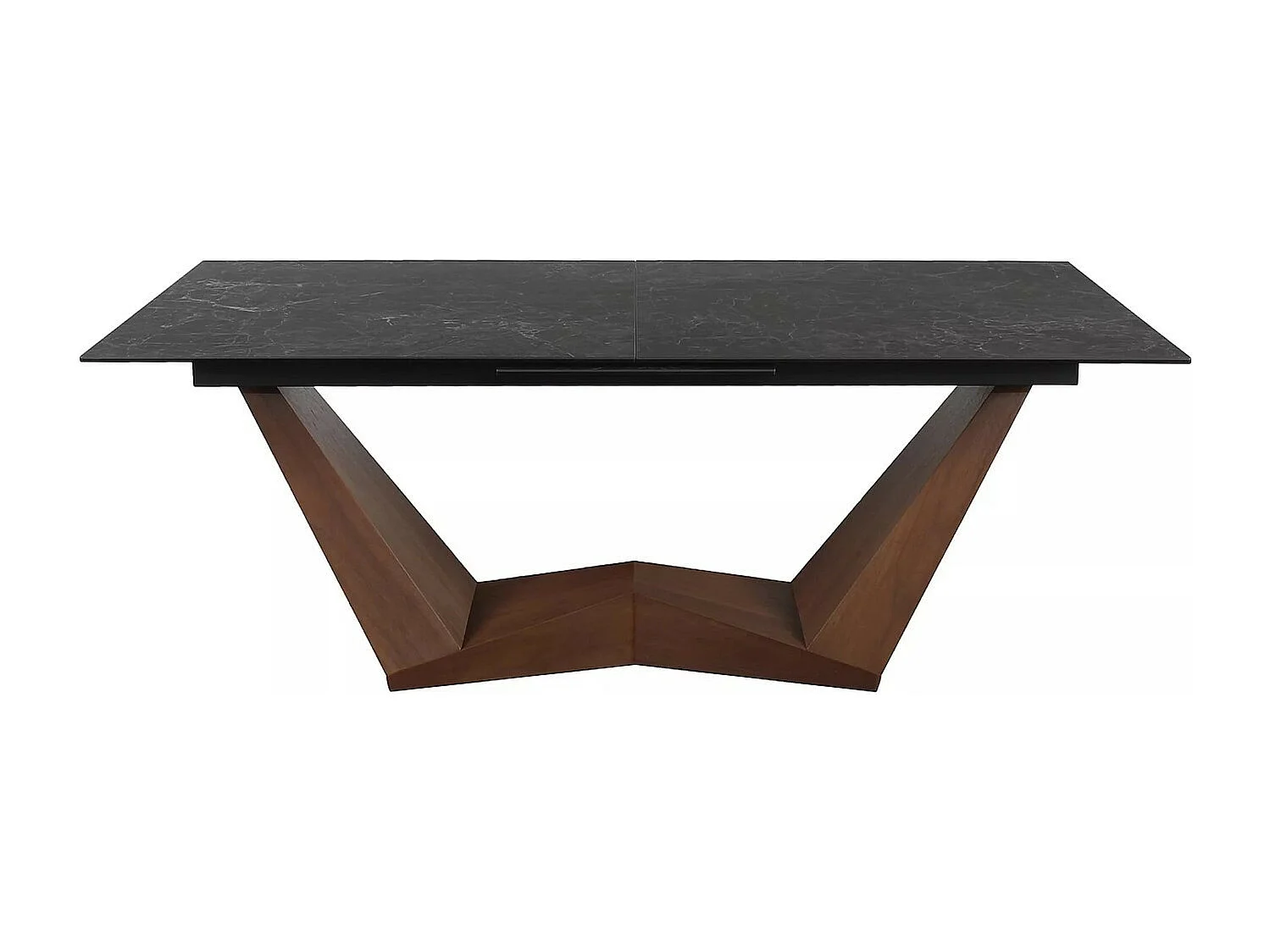 Table à manger extensible avec plateau en céramique aspect marbre noir Stunt