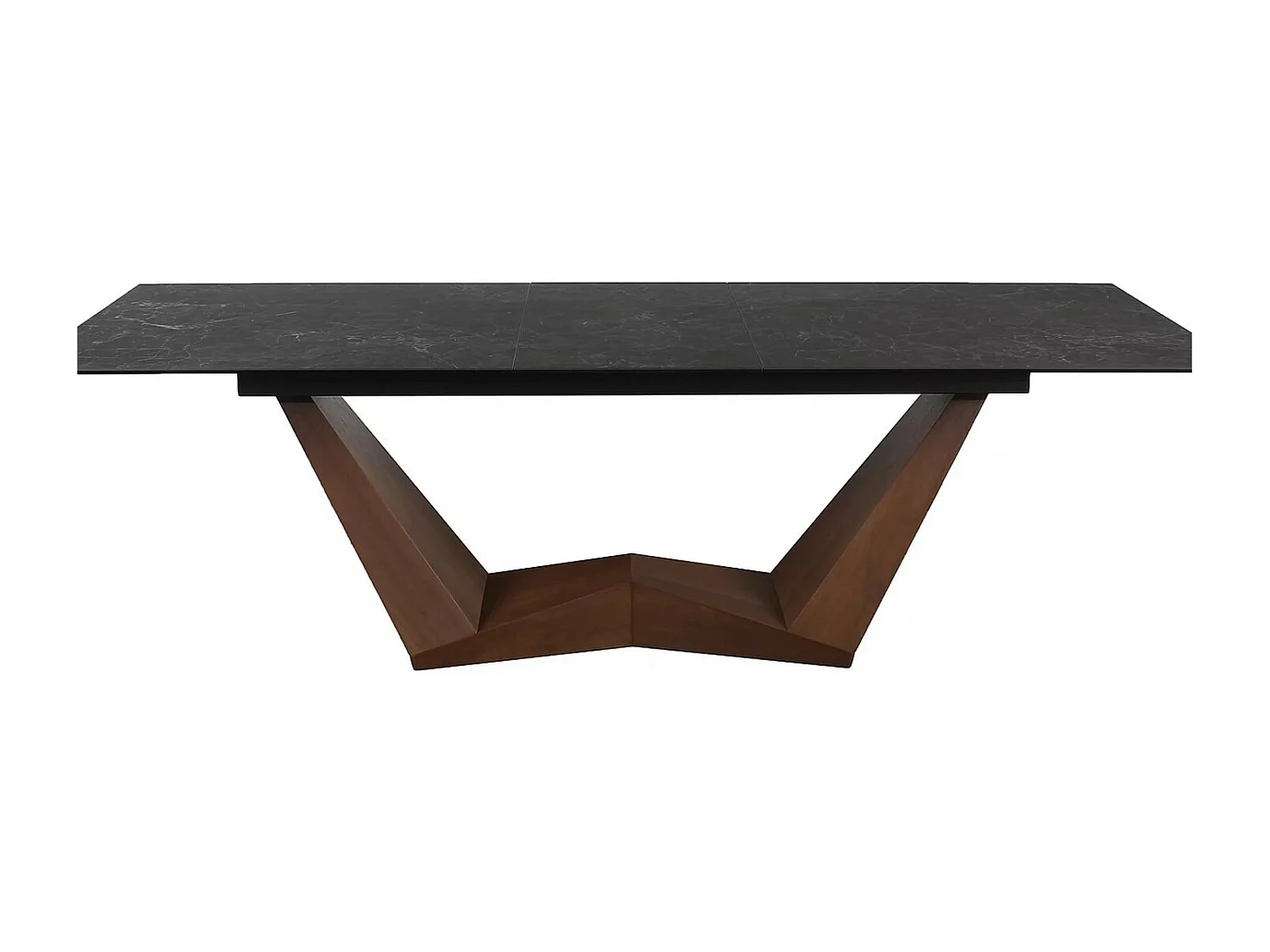 Table à manger extensible avec plateau en céramique aspect marbre noir Stunt