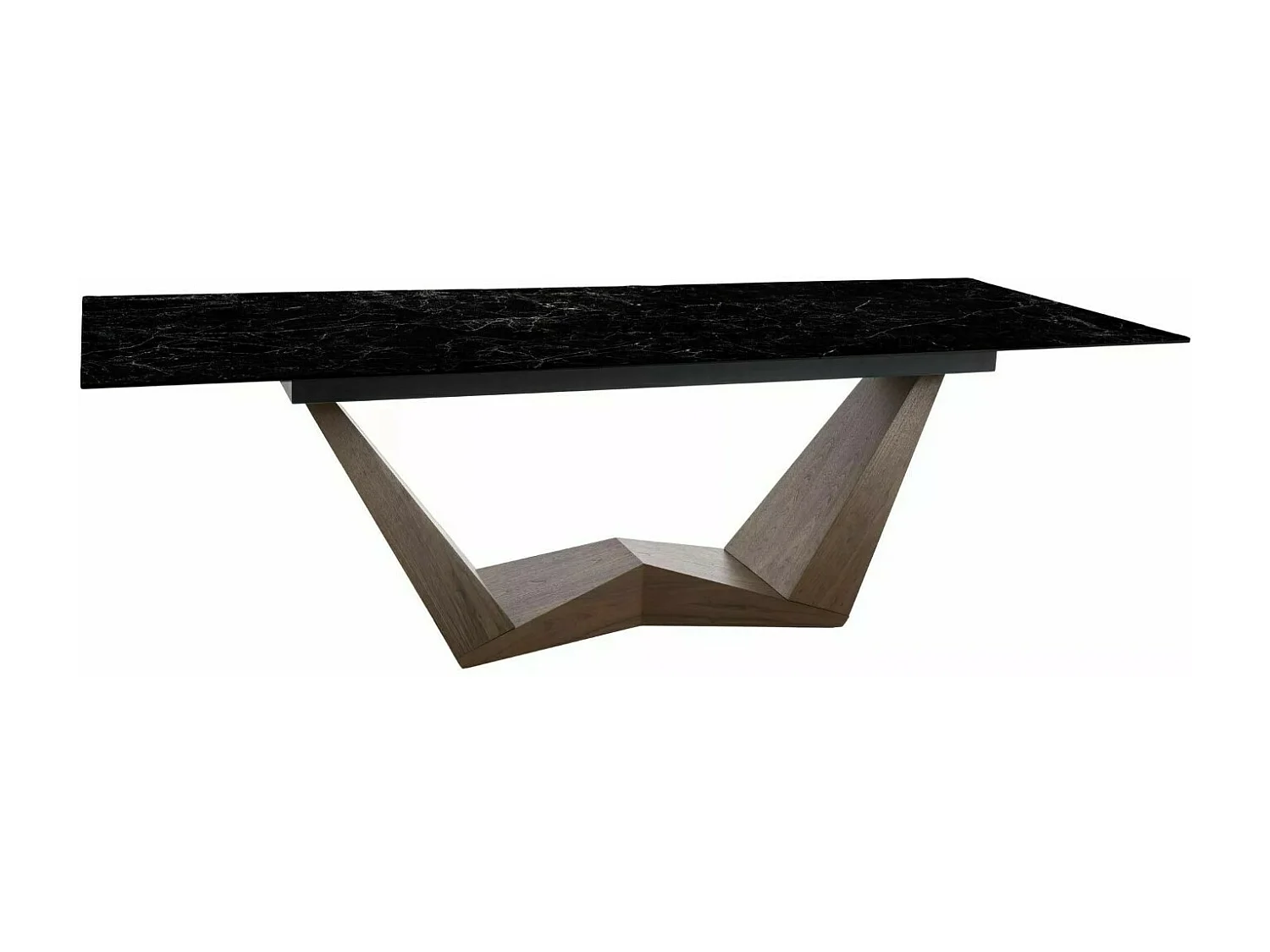 Table à manger extensible avec plateau en céramique aspect marbre noir Stunt