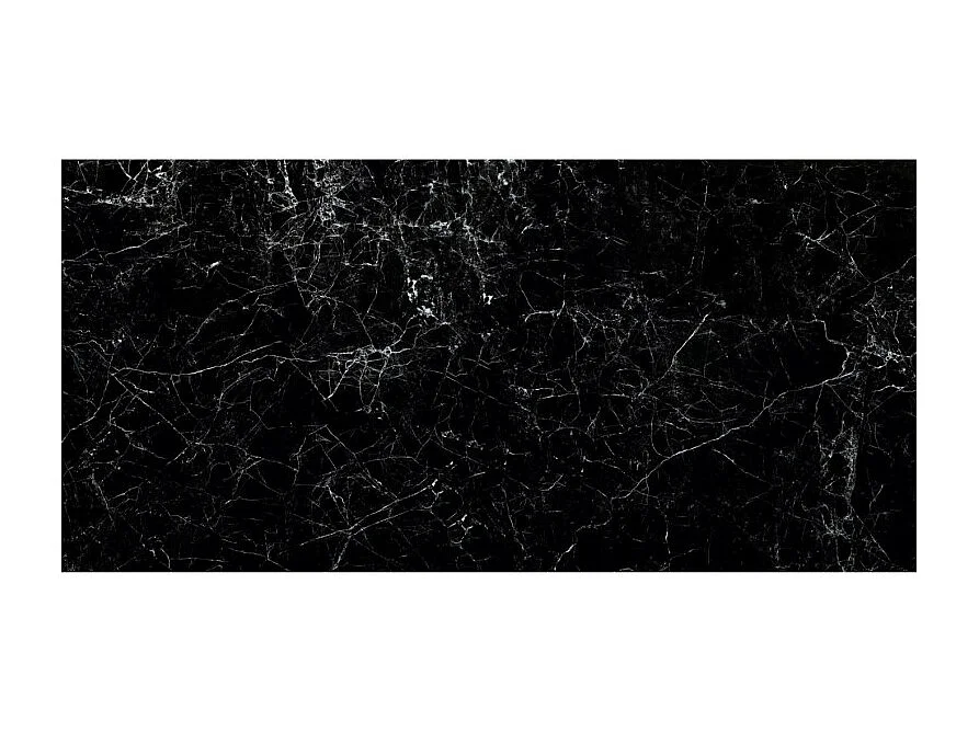 Table à manger extensible avec plateau en céramique aspect marbre noir Stunt