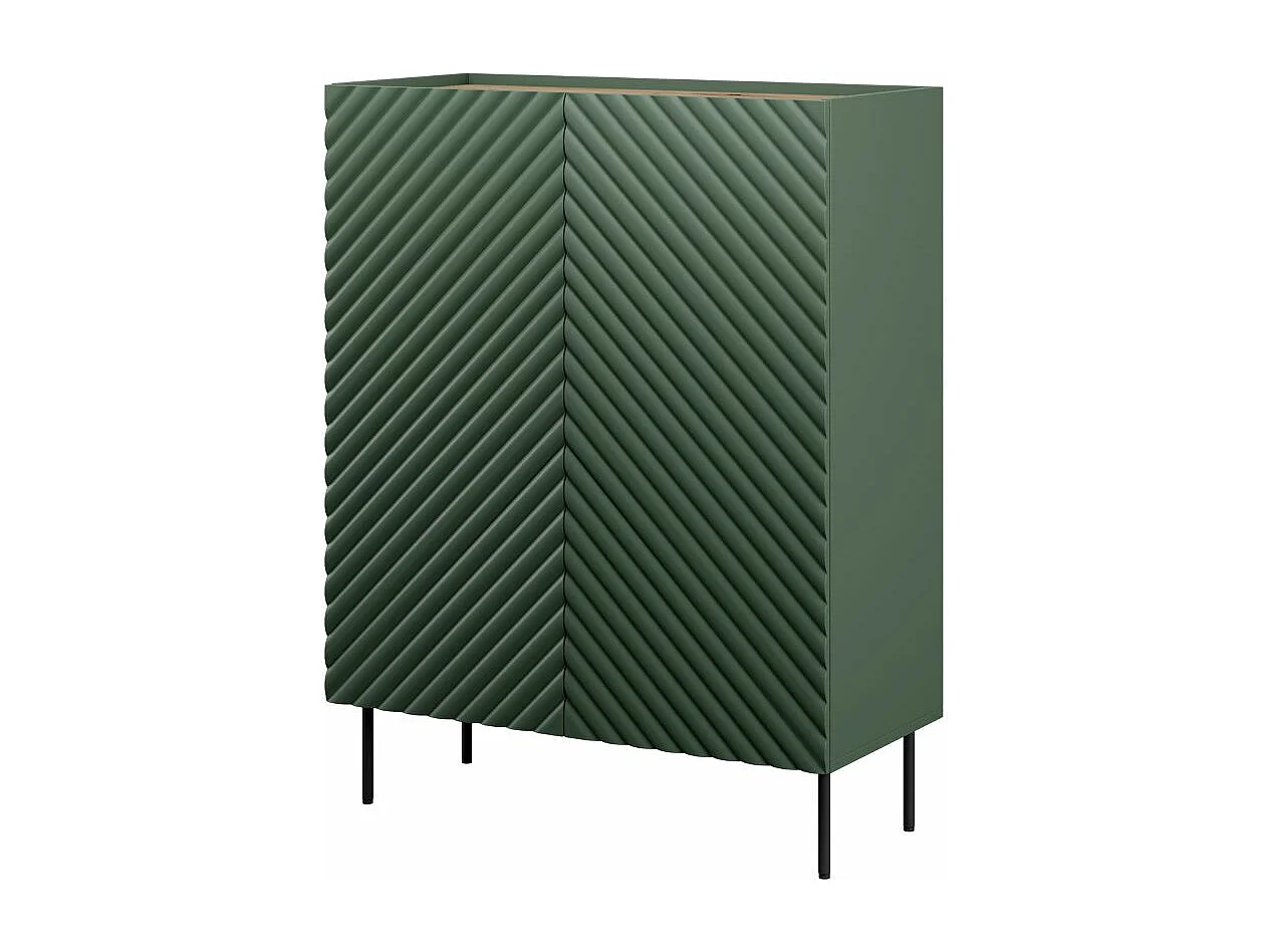 Credenza a 2 ante e 2 cassetti in legno e verde Emile