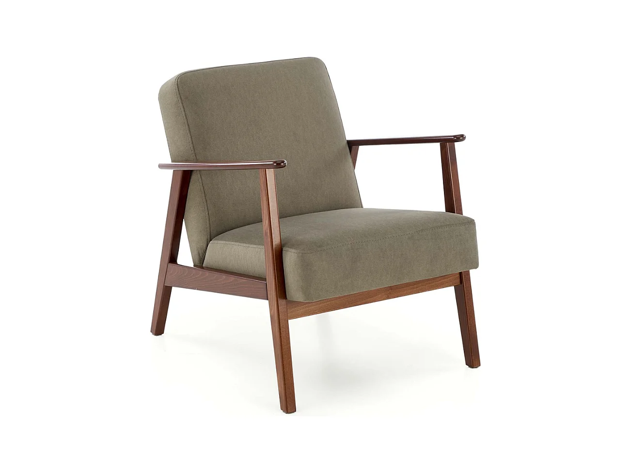 Fauteuil vintage vert olive en tissu Franky