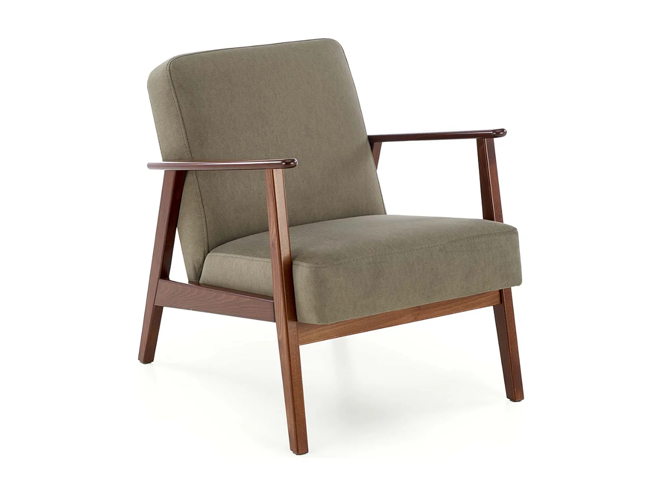 Fauteuil vintage vert olive en tissu Franky