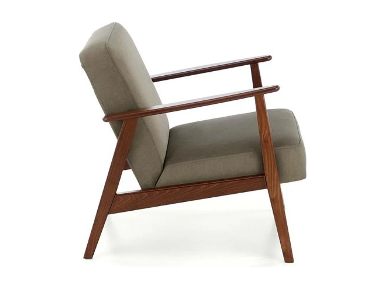 Fauteuil vintage vert olive en tissu Franky