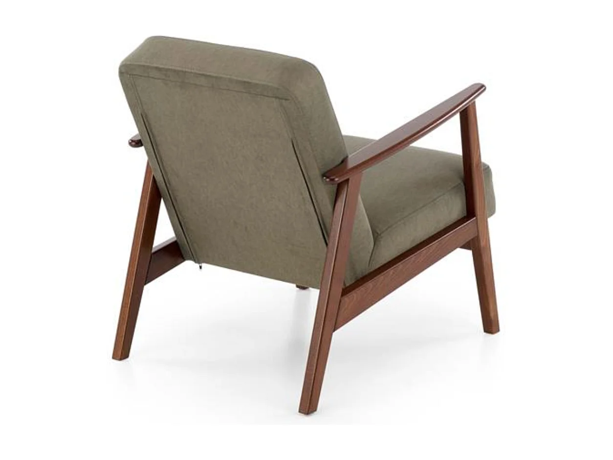 Fauteuil vintage vert olive en tissu Franky
