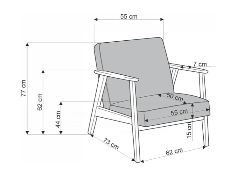 Fauteuil vintage vert olive en tissu Franky