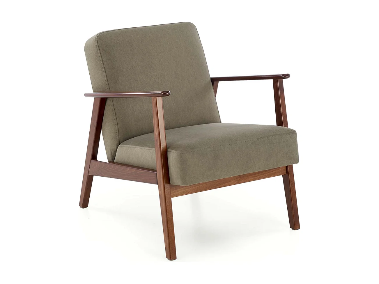 Fauteuil vintage vert olive en tissu Franky