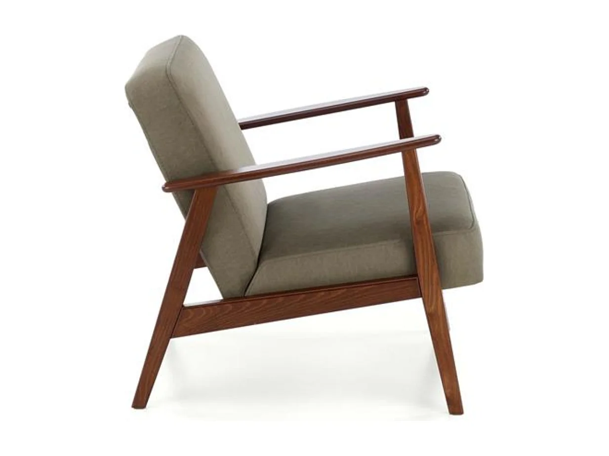 Fauteuil vintage vert olive en tissu Franky