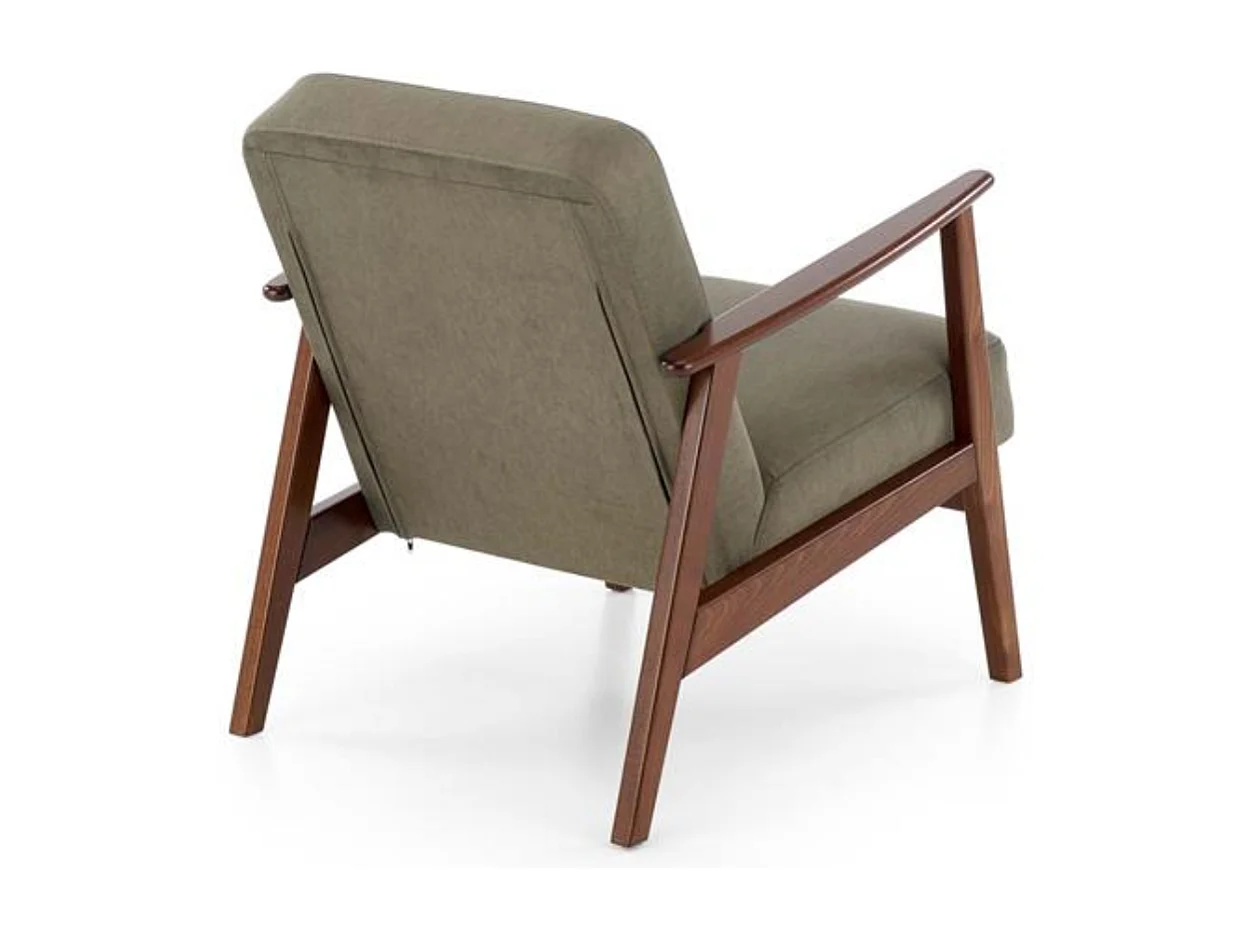Fauteuil vintage vert olive en tissu Franky