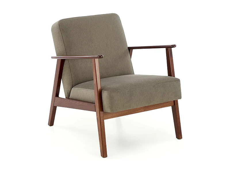 Fauteuil vintage vert olive en tissu Franky