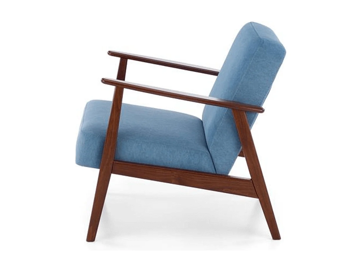 Poltrona vintage Franky in tessuto blu