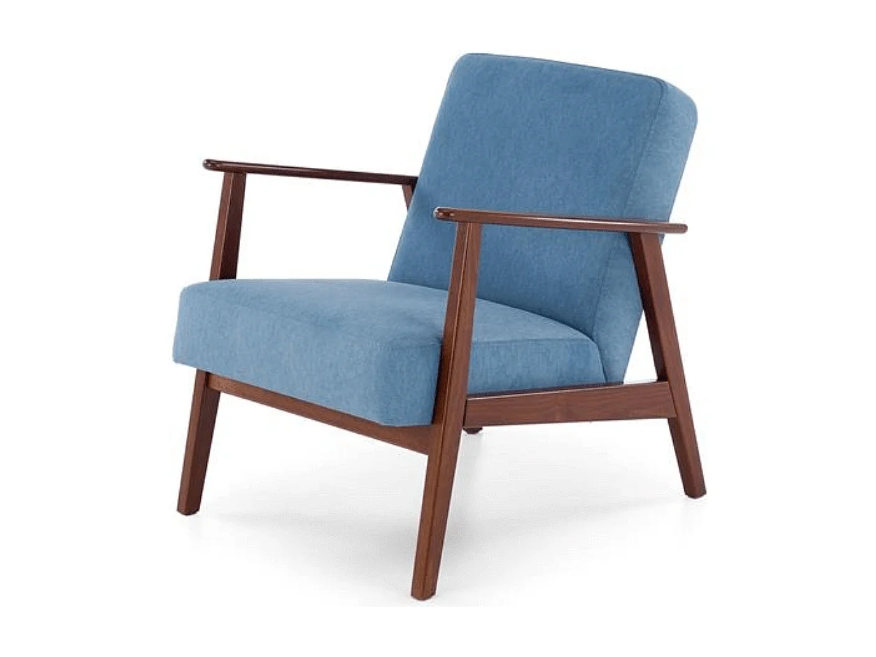 Poltrona vintage Franky in tessuto blu