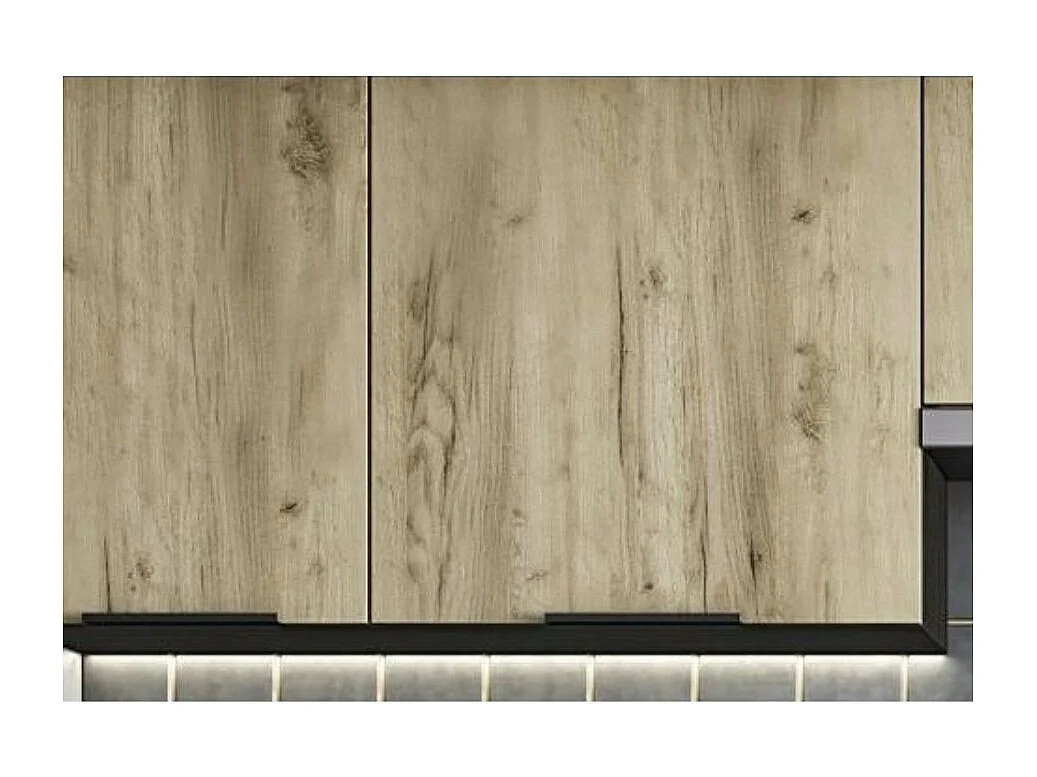 Cuisine 240 cm style chêne et noir charbon Justin