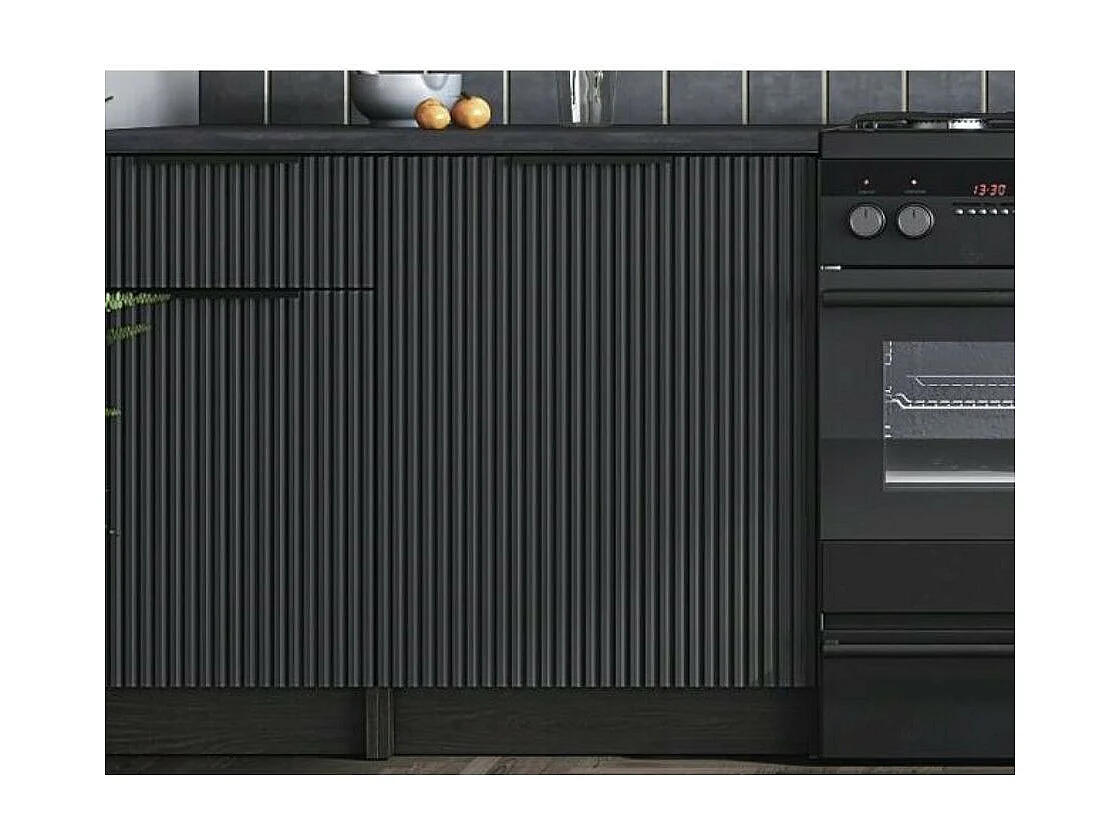 Cuisine 240 cm style chêne et noir charbon Justin