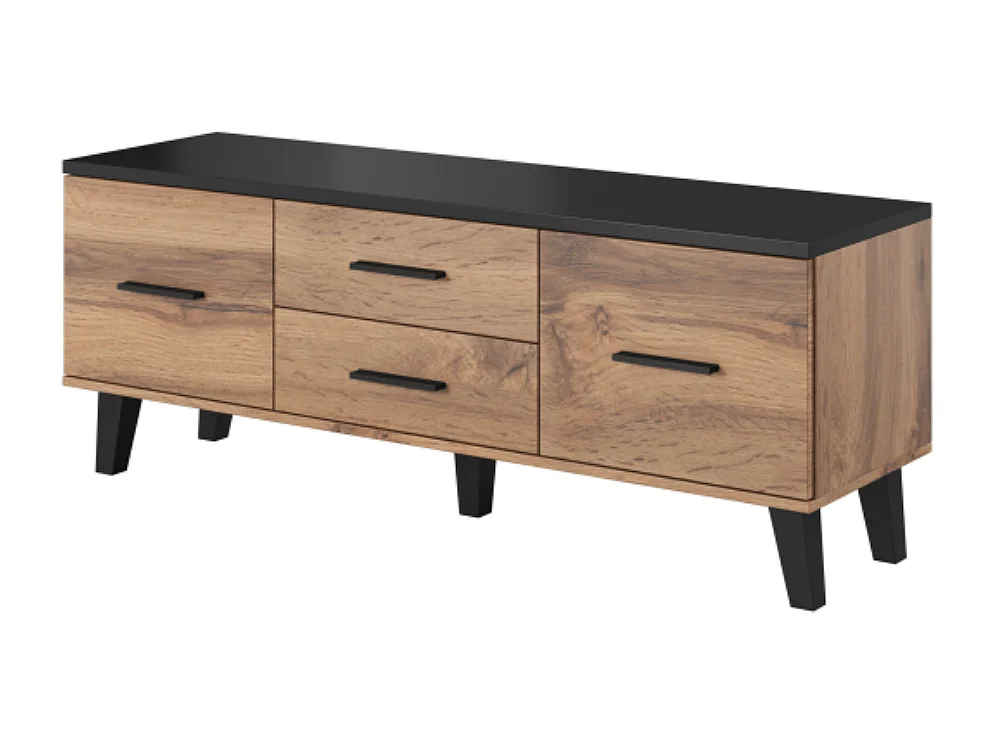 Meuble TV chêne & noir mat 140 cm Colin