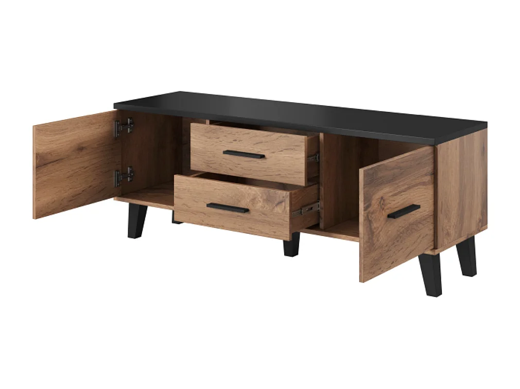 Meuble TV chêne & noir mat 140 cm Colin
