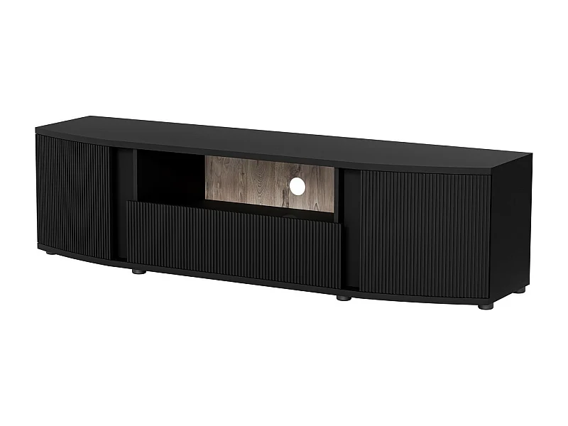 Mueble de TV de diseño negro con frontal Looping redondeado