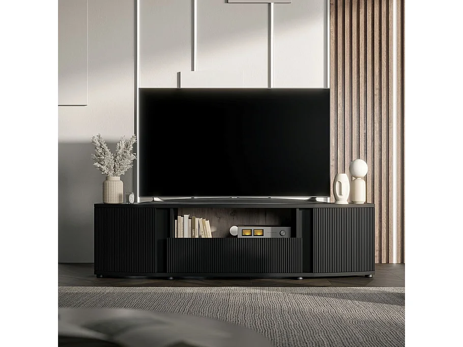 Mobile TV di design nero con frontale arrotondato Looping